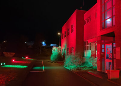 Stimmungsvolle Weihnachtsbeleuchtung der Evonik.